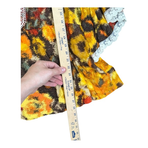 Cato 18/20W Yellow Brown Top Bohemian Gypsy Crochet Lace Hippie Fairy Ar… - Picture 8 of 10